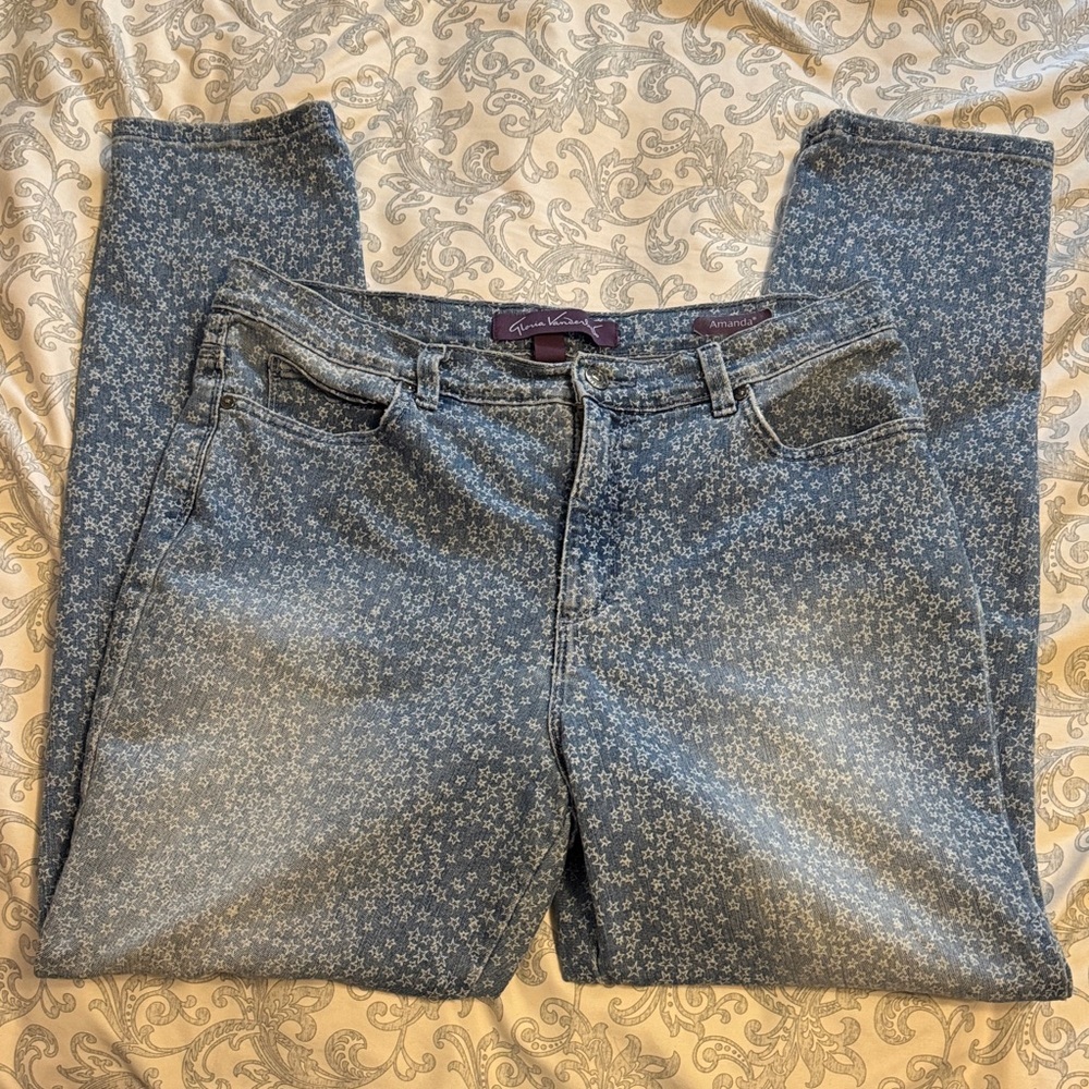Gloria Vanderbilt Star Print Blue Jeans - Picture 2 of 7